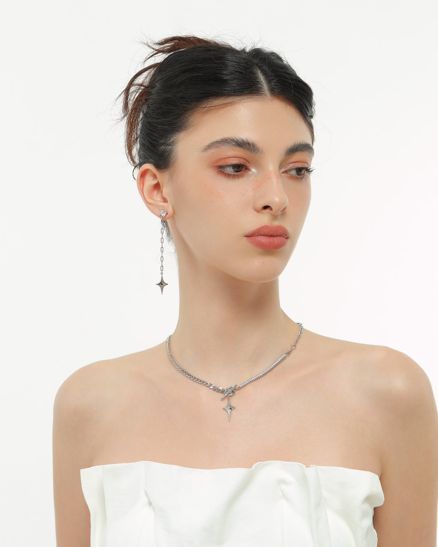 earrings for asymmetrical dress Asymmetrical Linen-Blend Dress Yellow / Orange For Women
