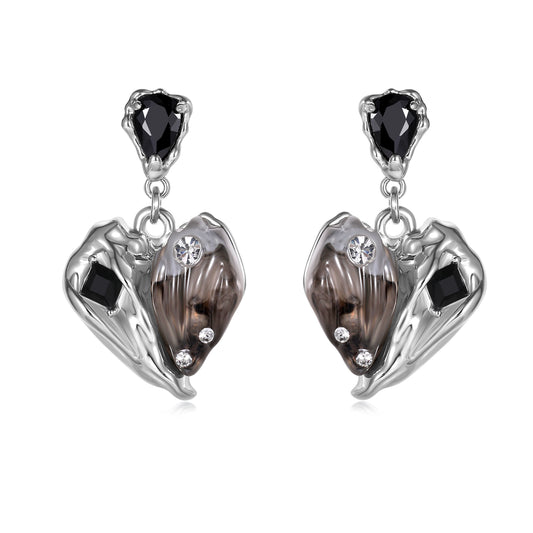 Shadowed Heart Earrings