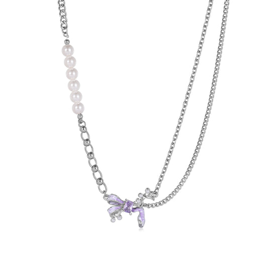 Purple Ribbon Necklaces